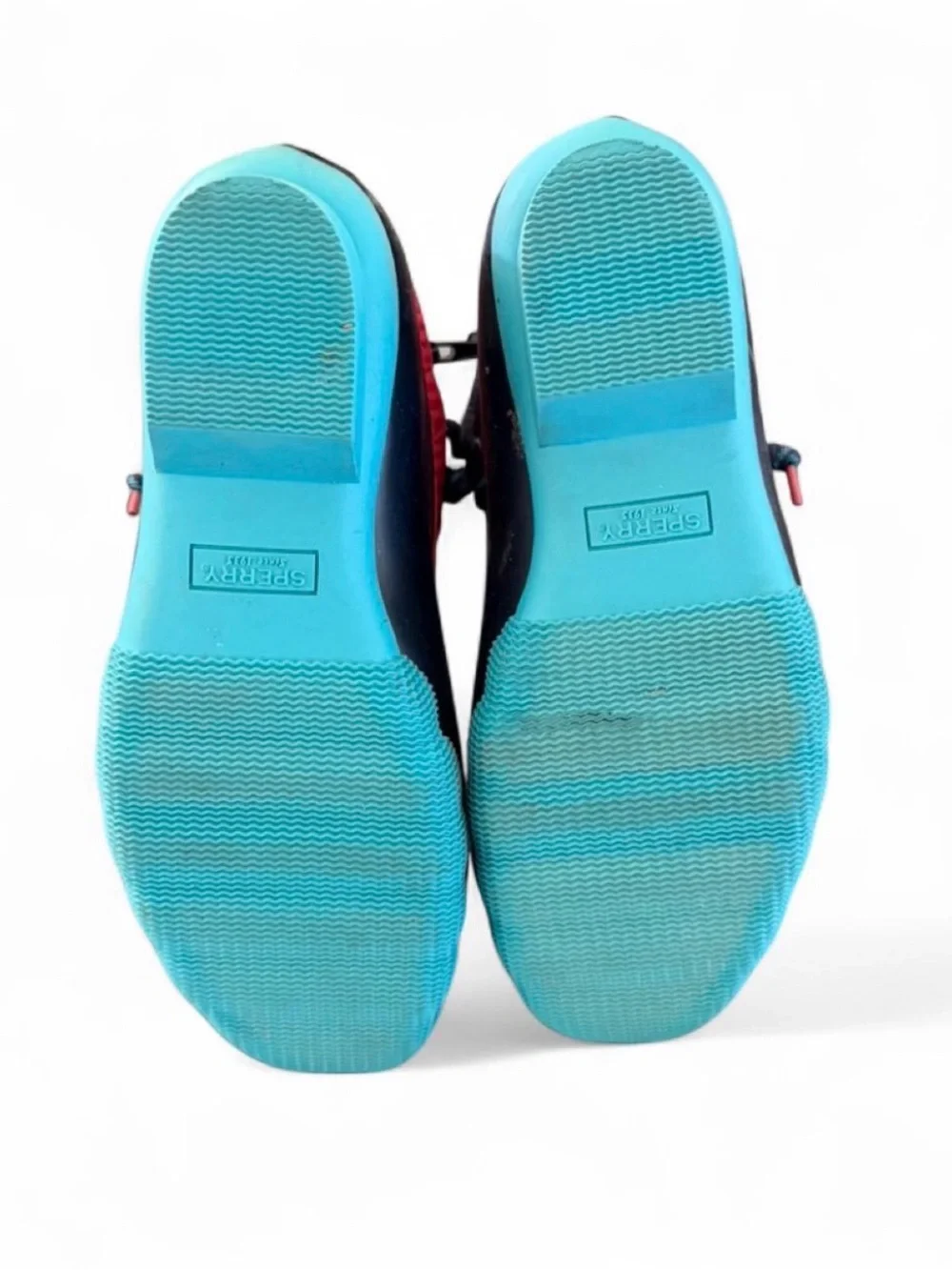 Sperry Kids Black Duck Boots with Teal and Pink Accents